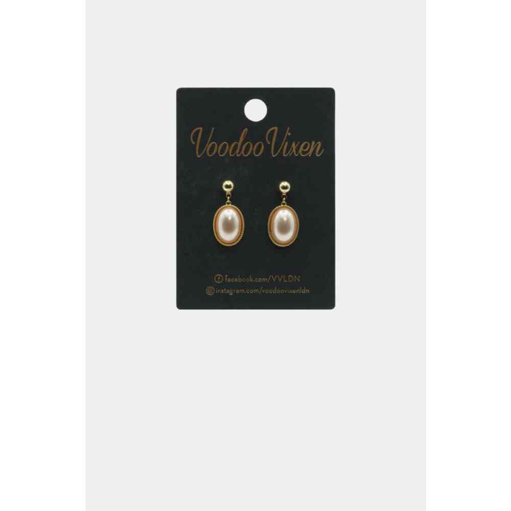 Voodoo Vixen - Classic Oval Pearl Drop Des boucles d'oreilles - Couleur or